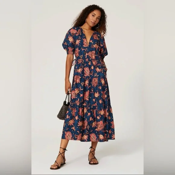 A.L.C. Mischa Dress SZ 4 DESIGNER $495 Cotton Boho Festival Tiered Maxi Natural - Picture 1 of 10